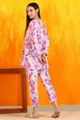 Floral-Cotton-Regular-Fit-Women-s-Short-Tunic-and-Pants-Co-ord-Set