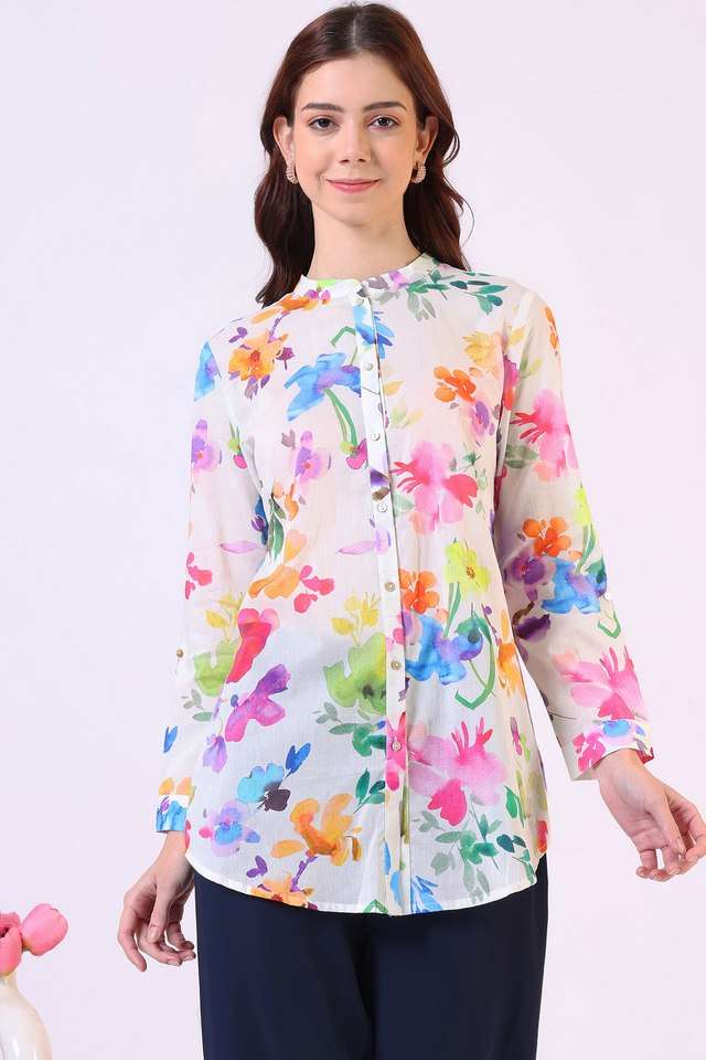 Floral Collared Cotton Women Casual Wear Top-picture-18