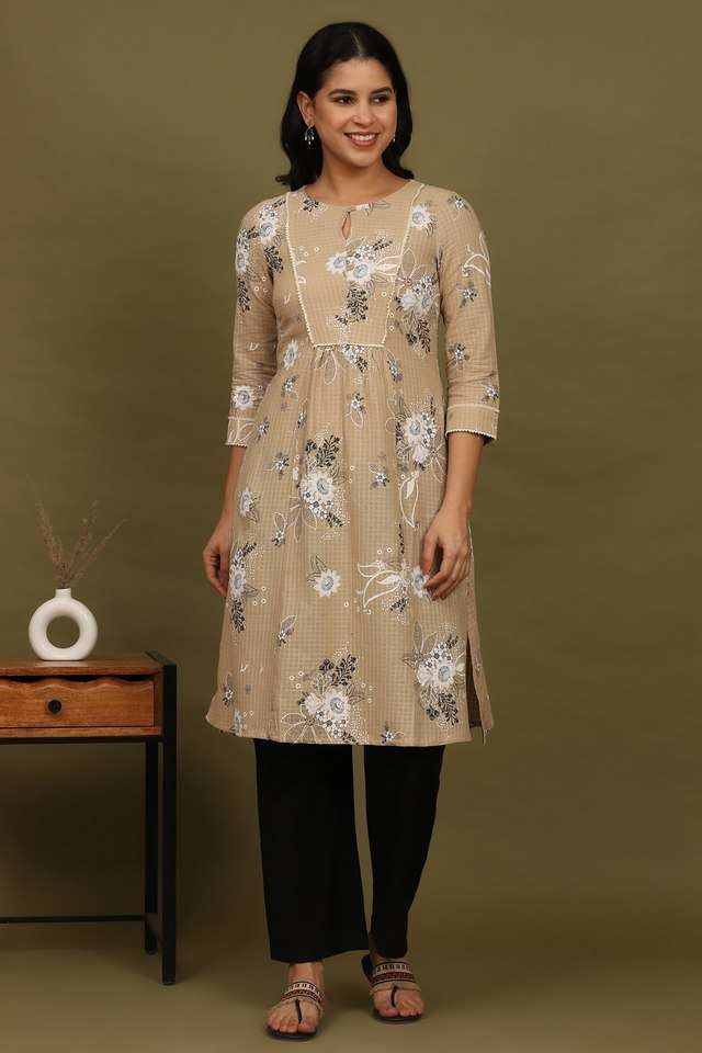 Floral-Blended-Fabric-Regular-Fit-Women-s-Kurta