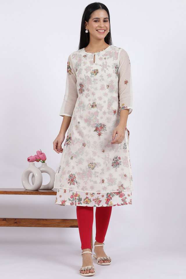 Floral-Polyester-Round-Neck-Women-s-Festive-Wear-Kurta