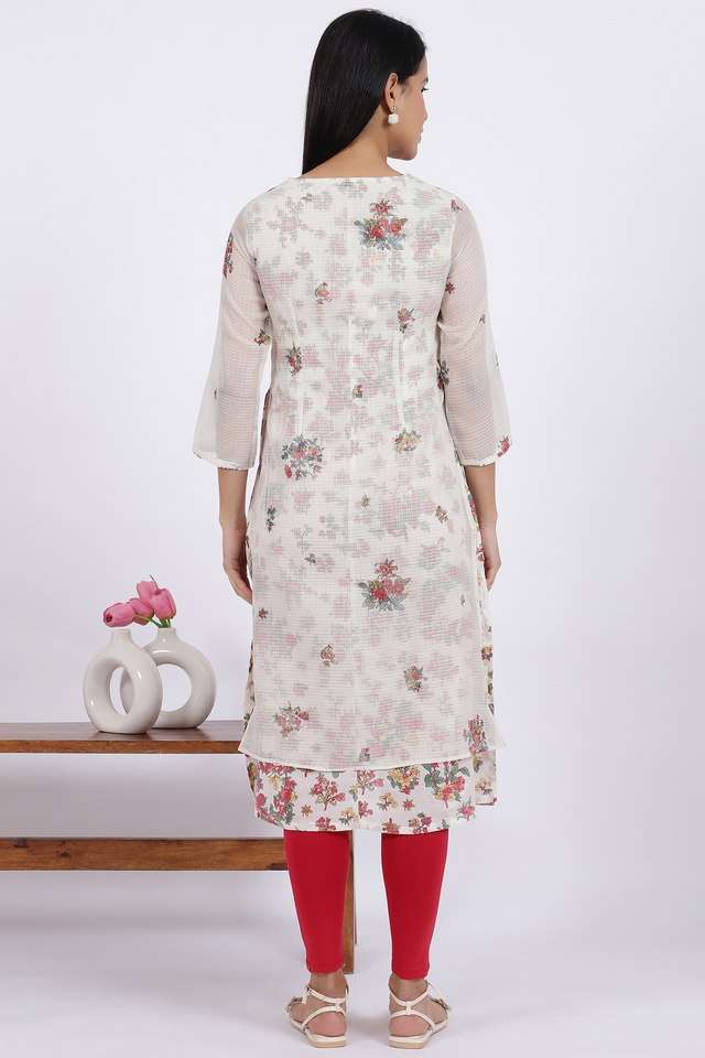 Floral-Polyester-Round-Neck-Women-s-Festive-Wear-Kurta
