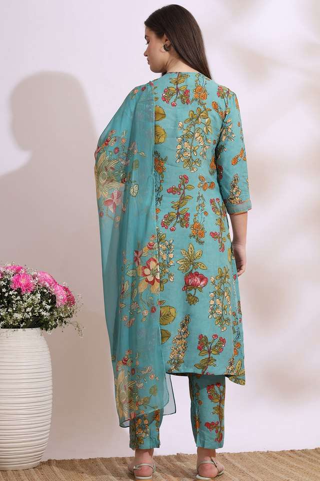 Floral-Calf-Length-Viscose-Woven-Women-s-Kurta-Set