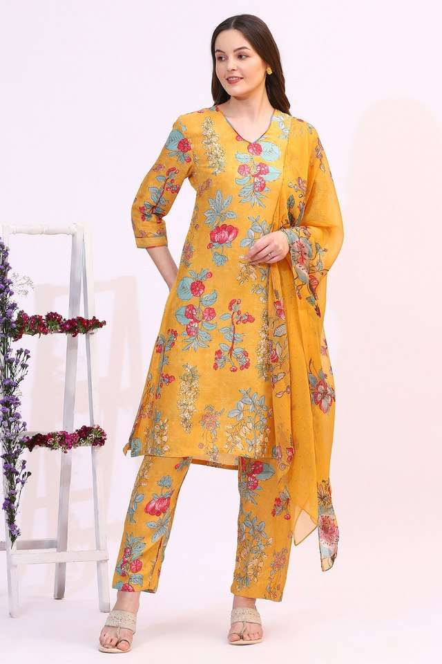 Floral-Viscose-Regular-Fit-Women-s-Kurta-&-Pant-With-Dupatta
