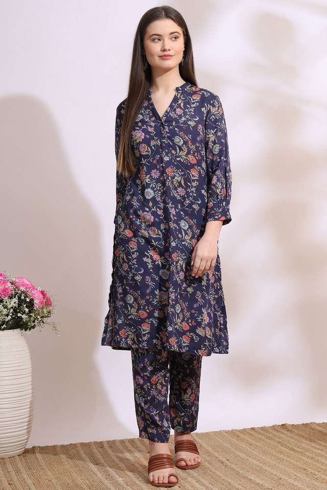 Floral-Knee-Length-Viscose-Woven-Women-s-Kurta-Set