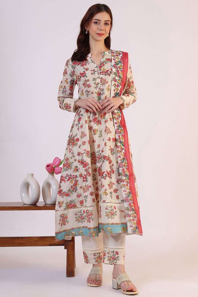 Floral-Calf-Length-Cotton-Woven-Women-s-Kurta-Set