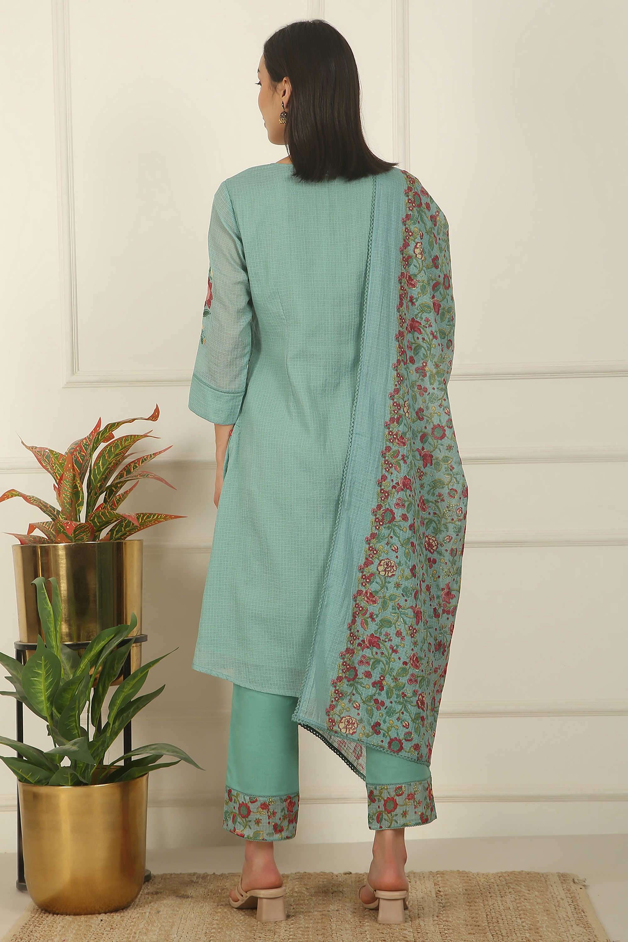 Embroidered-Round-Neck-Viscose-Women-Kurta-with-Pant-and-Dupatta