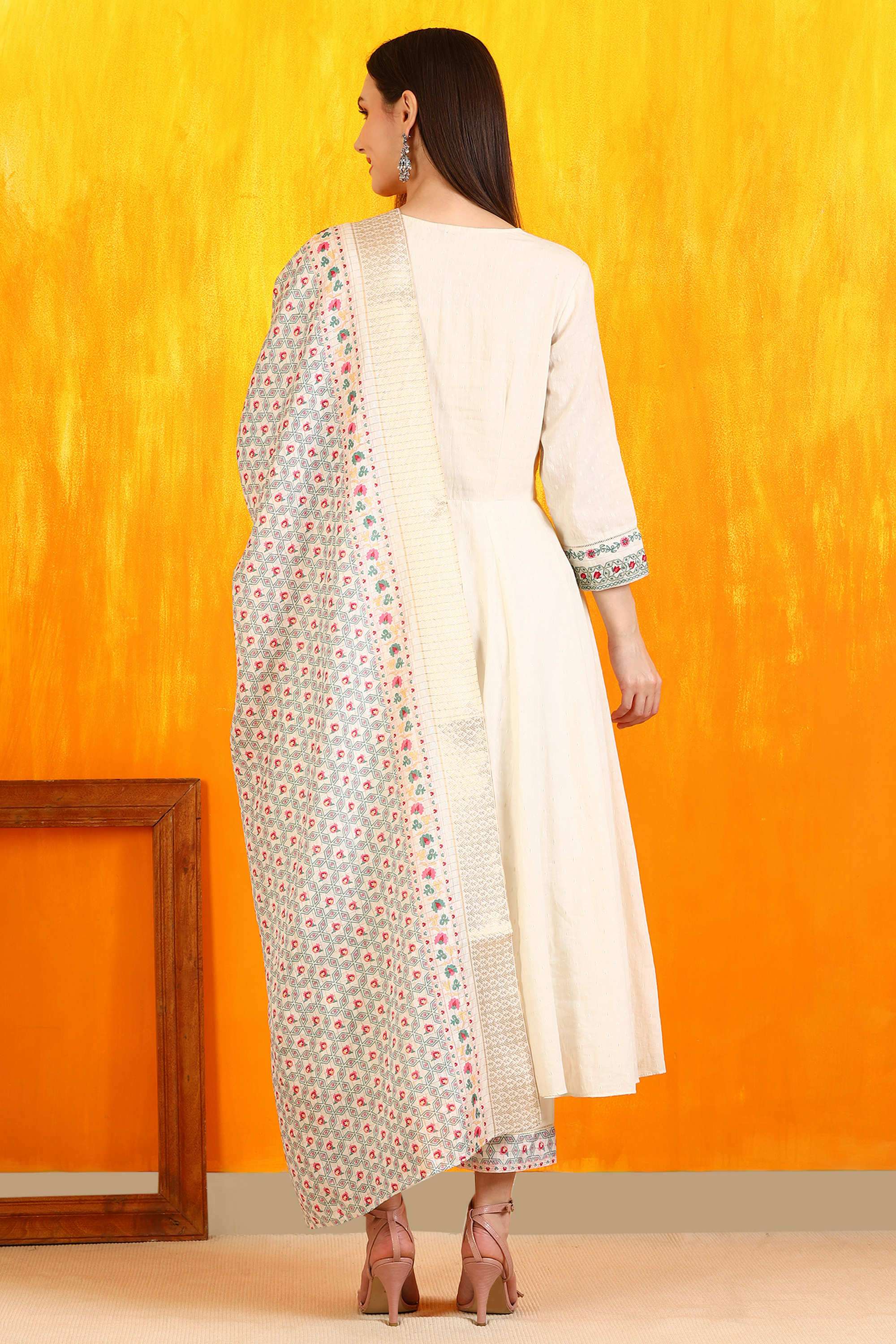 Floral-Ankle-Length-Cotton-Blend-Woven-Women-s-Kurta-Set
