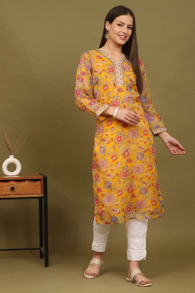 Floral-Polyester-Regular-Fit-Women-s-Kurta