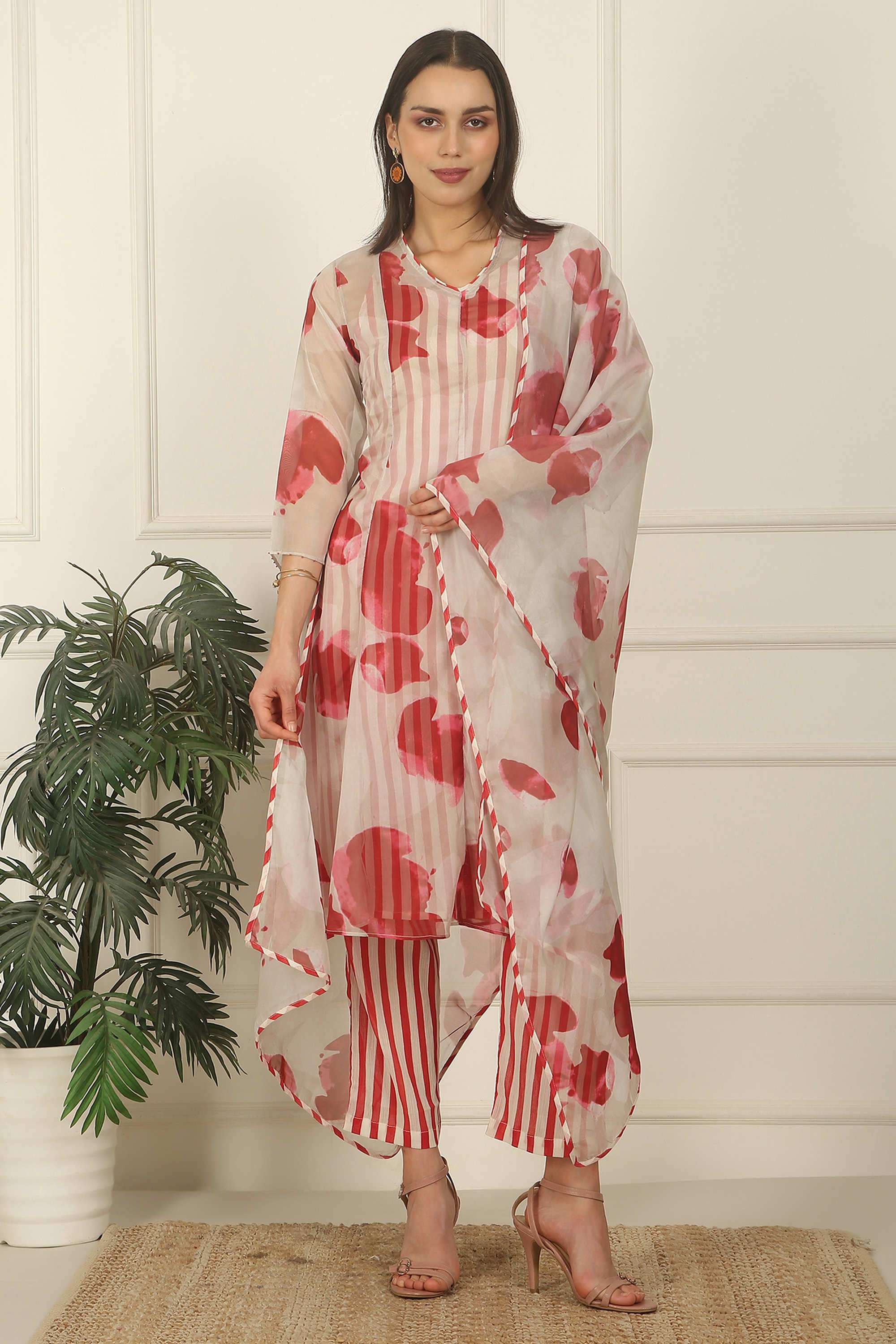 Floral-Calf-Length-Viscose-Woven-Women-s-Kurta-Set