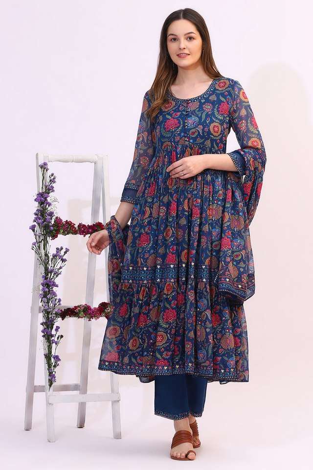 Floral-Polyester-Regular-Fit-Women-s-Kurta-&-Pant-With-Dupatta
