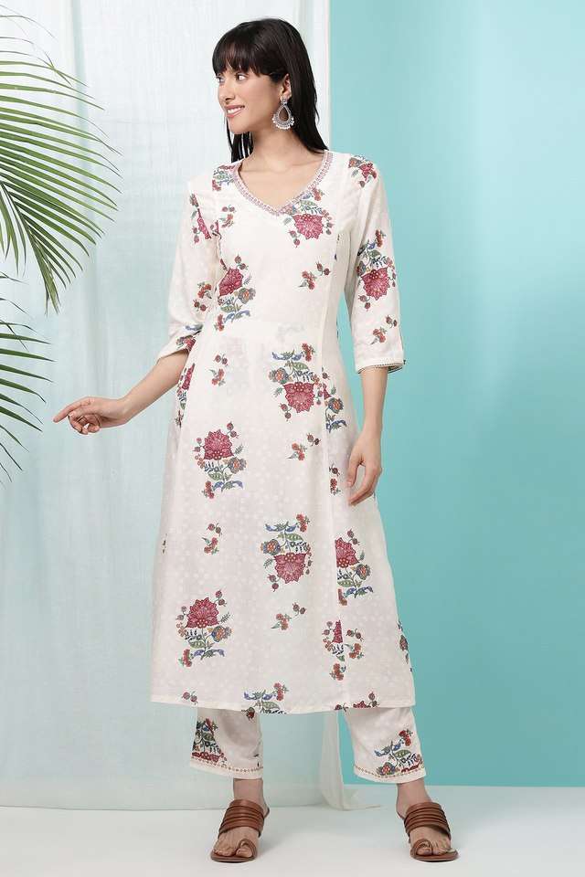 Floral-Calf-Length-Viscose-Woven-Women-s-Kurta-Set