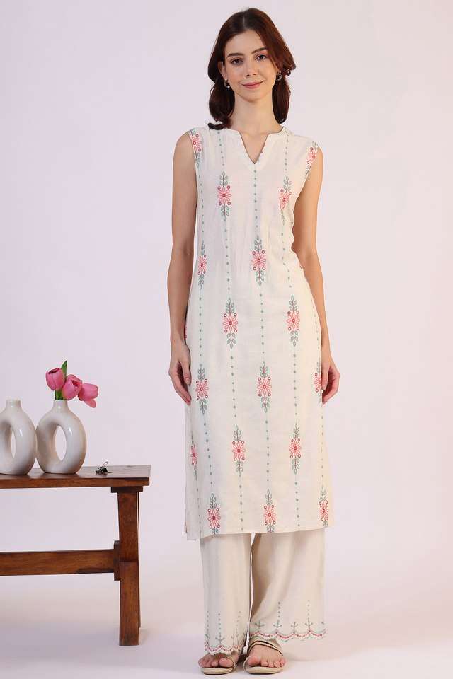 Embroidered-calf-Length-Rayon-Woven-Women-s-Kurta-Set