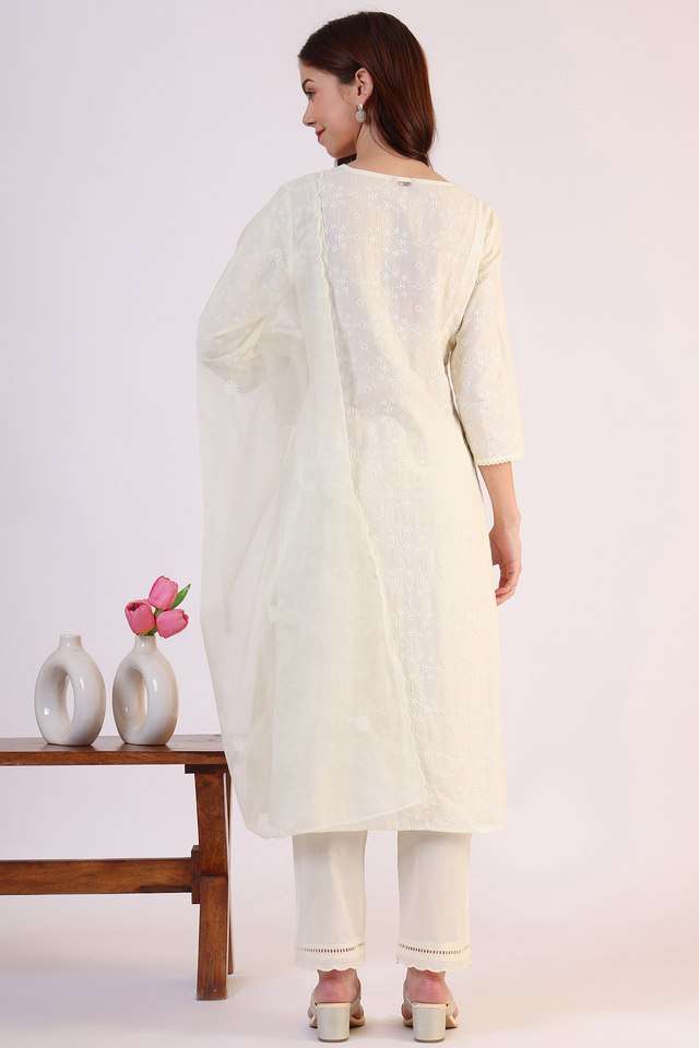 Embroidered-calf-Length-Cotton-Woven-Women-s-Kurta-Set