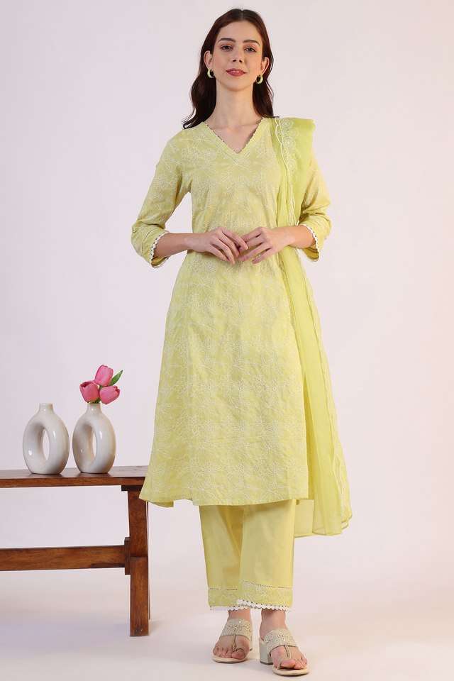 Embroidered-calf-Length-Cotton-Woven-Women-s-Kurta-Set