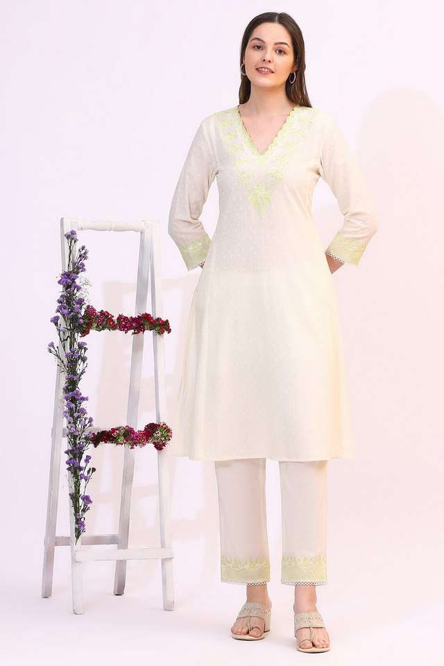 Embroidered-Blended-Fabric-Regular-Fit-Women-s-A-Line-Kurta-&-Straight-Pant-With-Dupatta