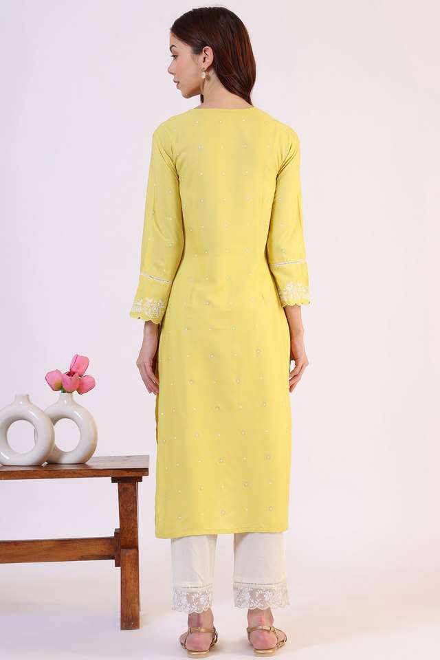 Floral-Viscose-V-Neck-Women-s-Festive-Wear-Kurta