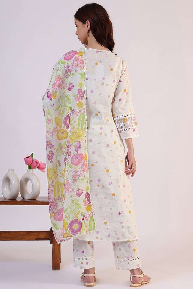 Floral-Calf-Length-Cotton-Woven-Women-s-Kurta-Set