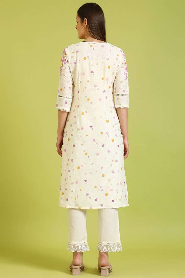 Floral-Cotton-V-Neck-Women-s-Festive-Wear-Kurta