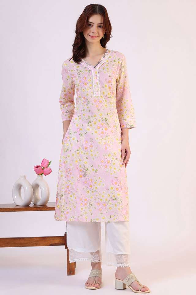 Floral-Blended-Fabric-Regular-Fit-Women-s-Kurta