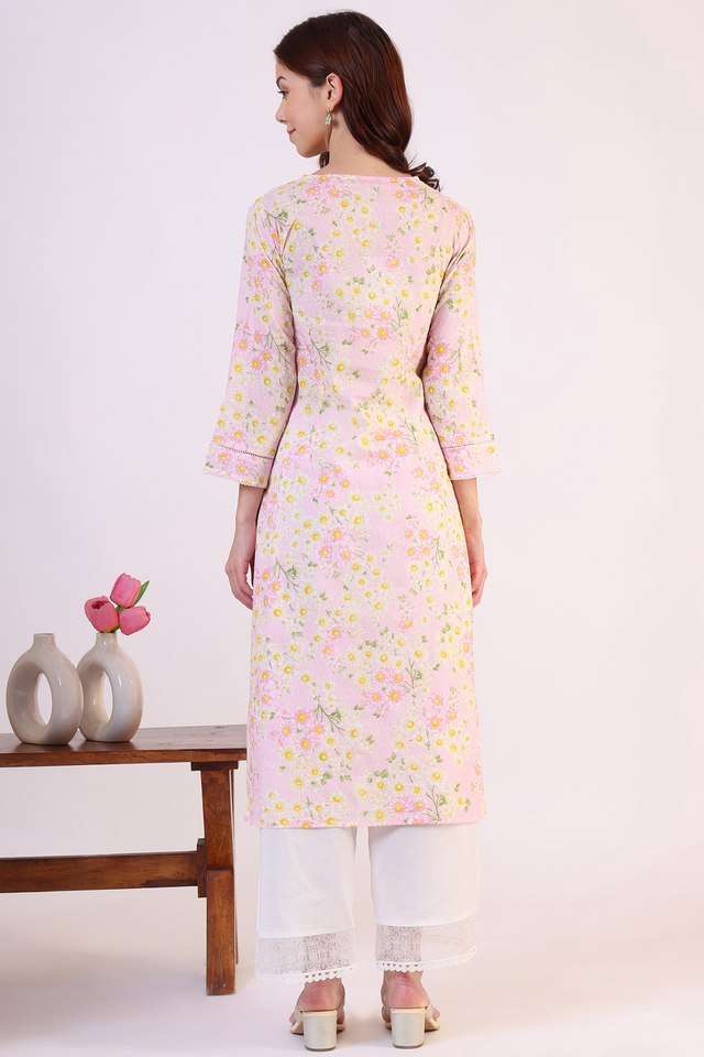 Floral-Blended-Fabric-Regular-Fit-Women-s-Kurta