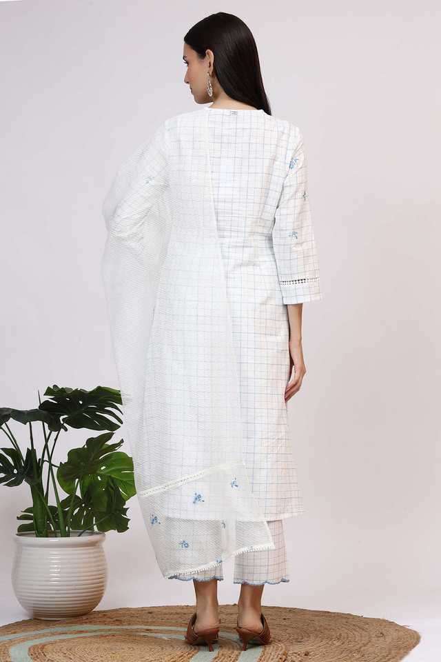 Floral-Calf-Length-Pure-Cotton-Woven-Women-s-Kurta-Set