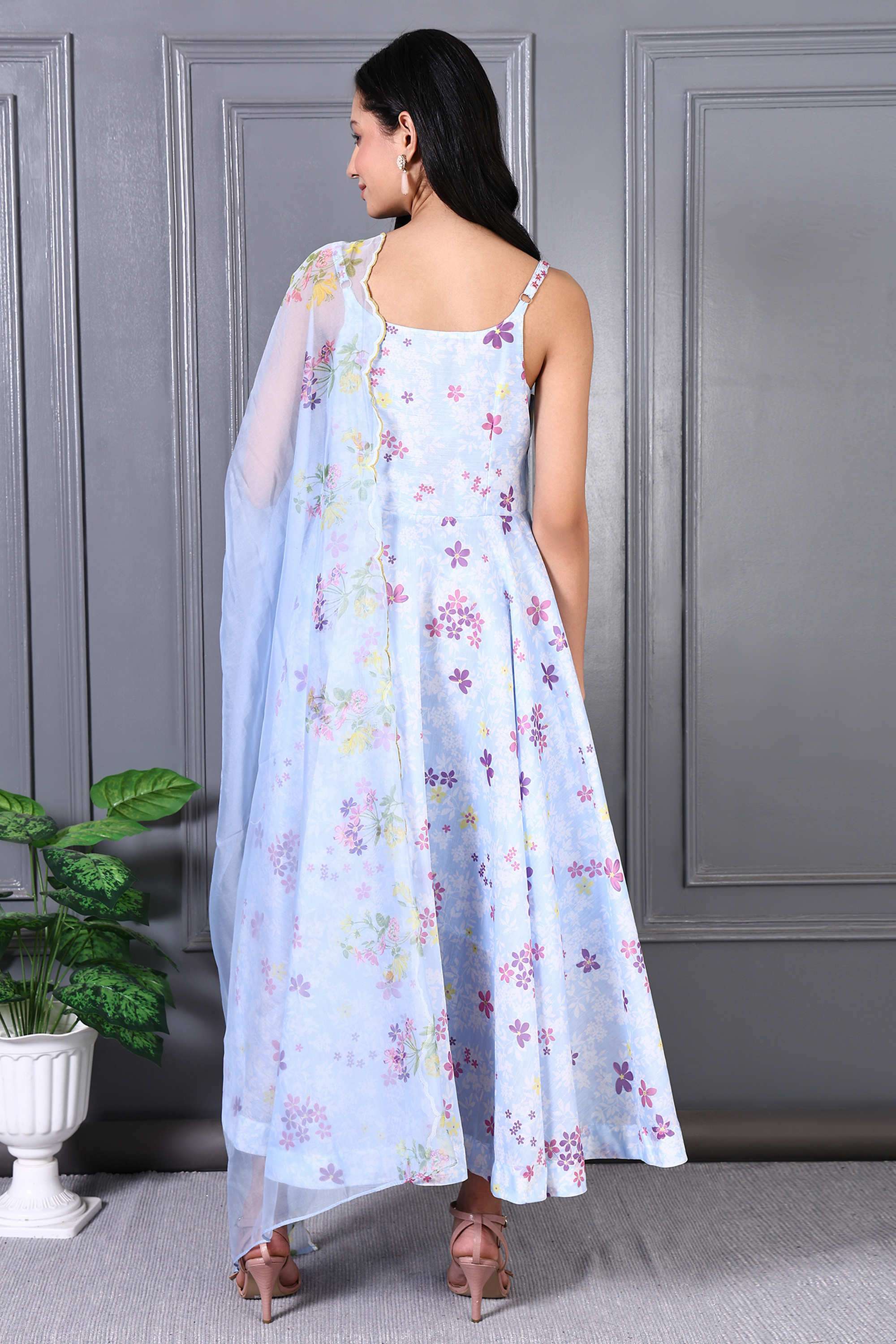Floral-Full-Length-Polyester-Woven-Women-s-Kurta-Set
