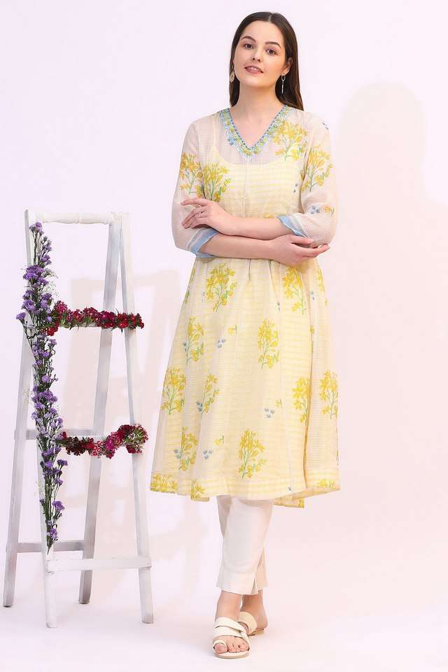 Floral-Polyester-Regular-Fit-Women-s-Kurta