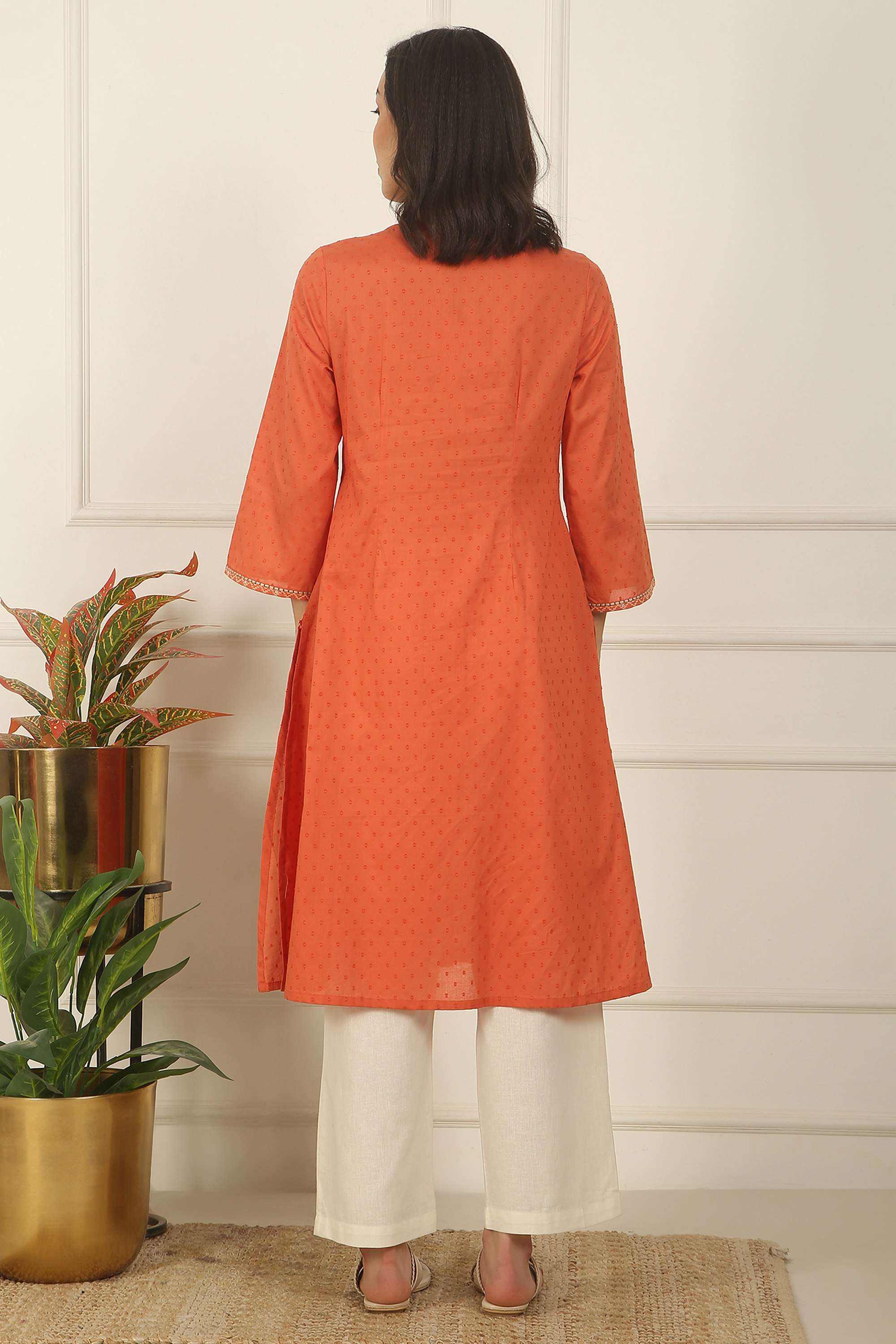 Embroidered-Pure-Cotton-Round-Neck-Women-s-Fusion-Wear-Kurta