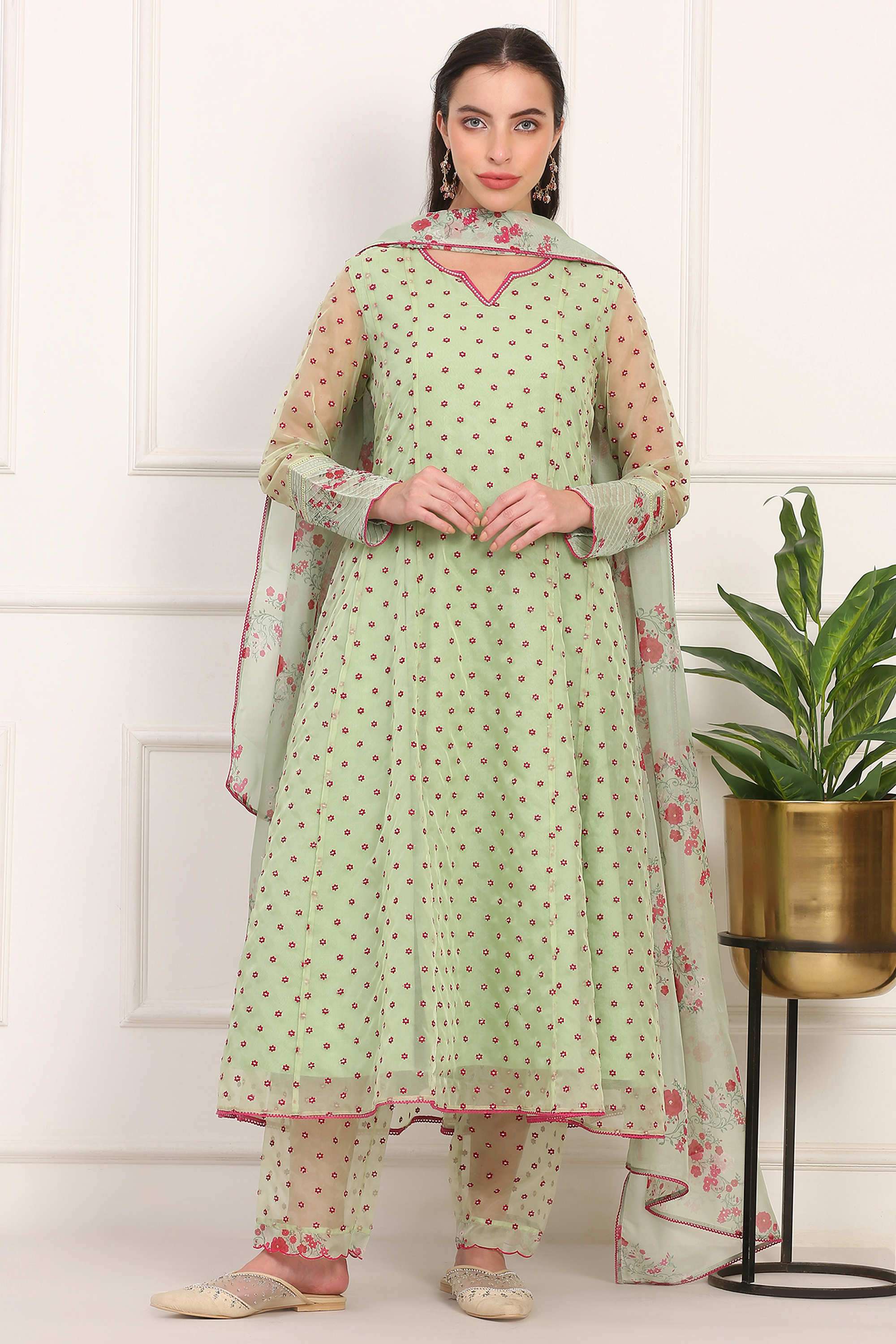 Embroidered-Calf-Length-Nylon-Woven-Women-s-Kurta-Set