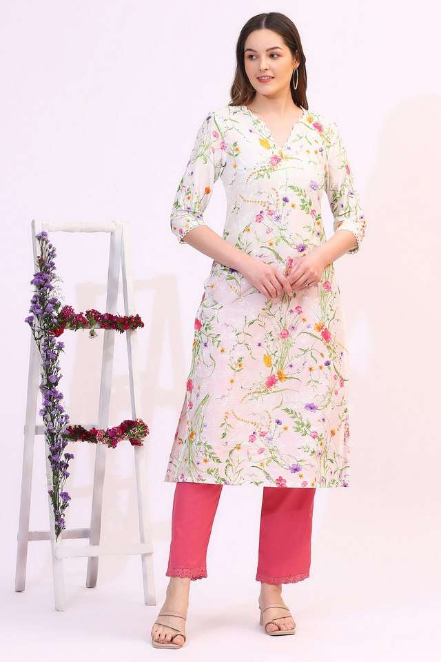 Floral-Blended-Fabric-Regular-Fit-Women-s-Kurta