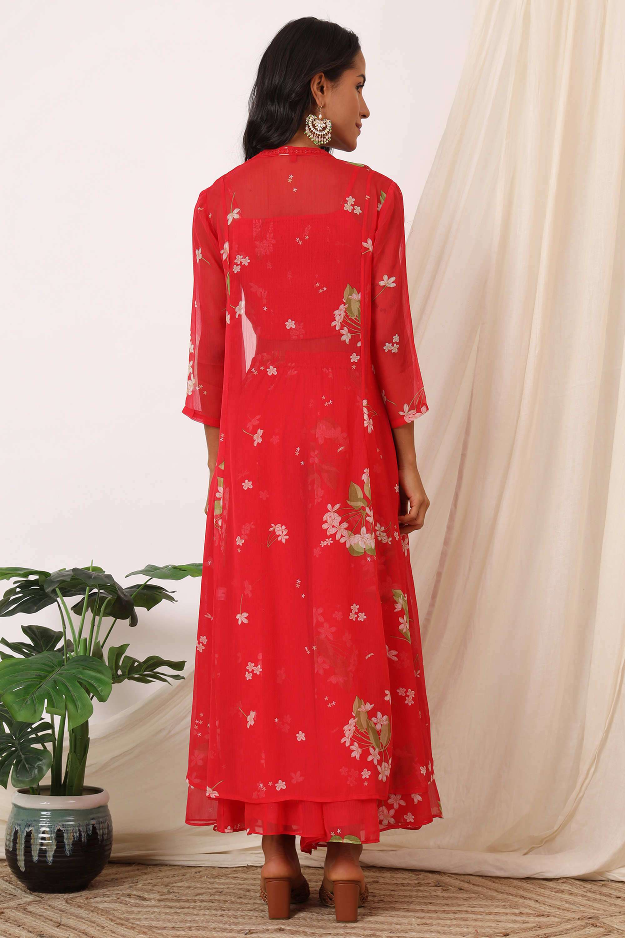 Floral-Ankle-Length-Polyester-Woven-Women-s-Kurta-Set