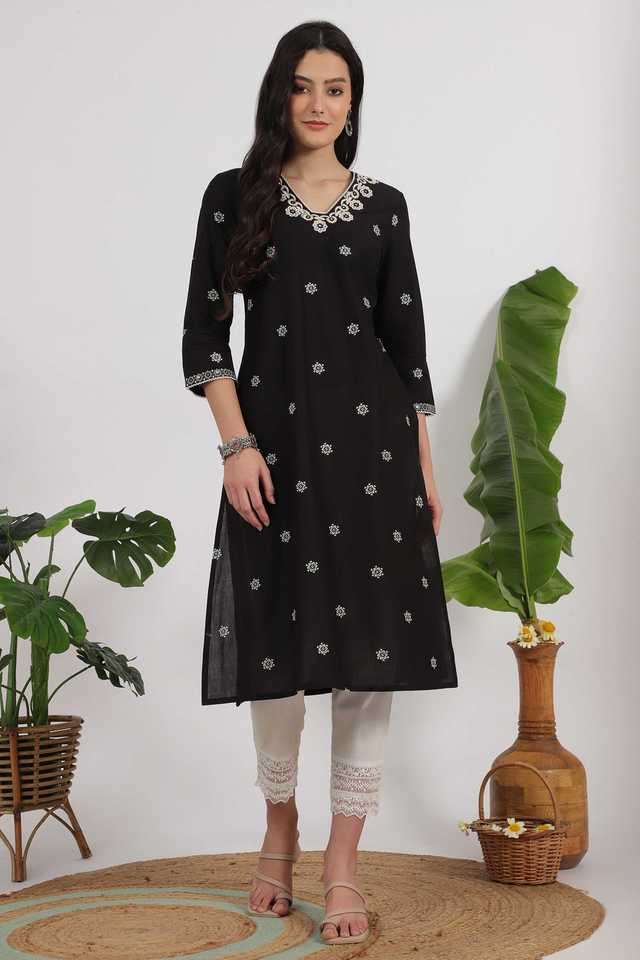 Printed-Pure-Cotton-V-Neck-Women-s-Casual-Wear-Kurta