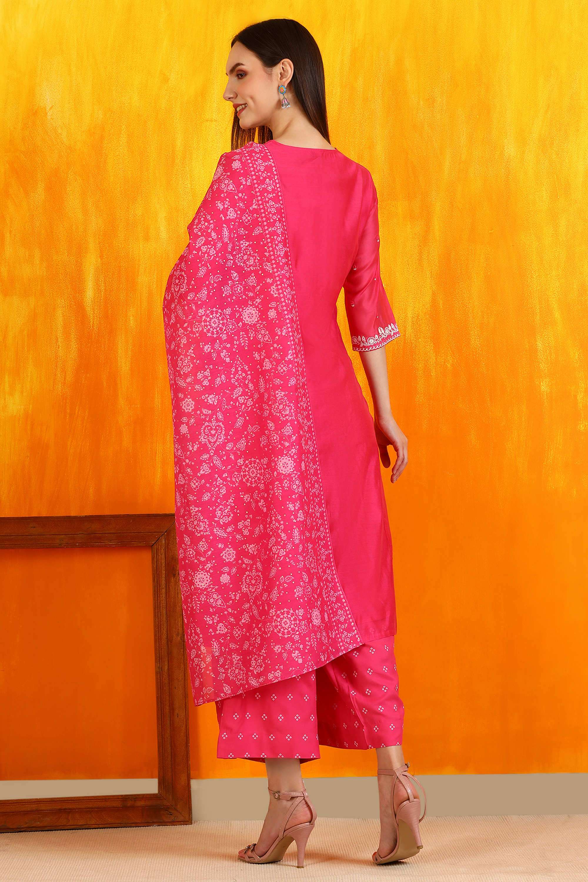 Floral-Calf-Length-Viscose-Woven-Women-s-Kurta-Set