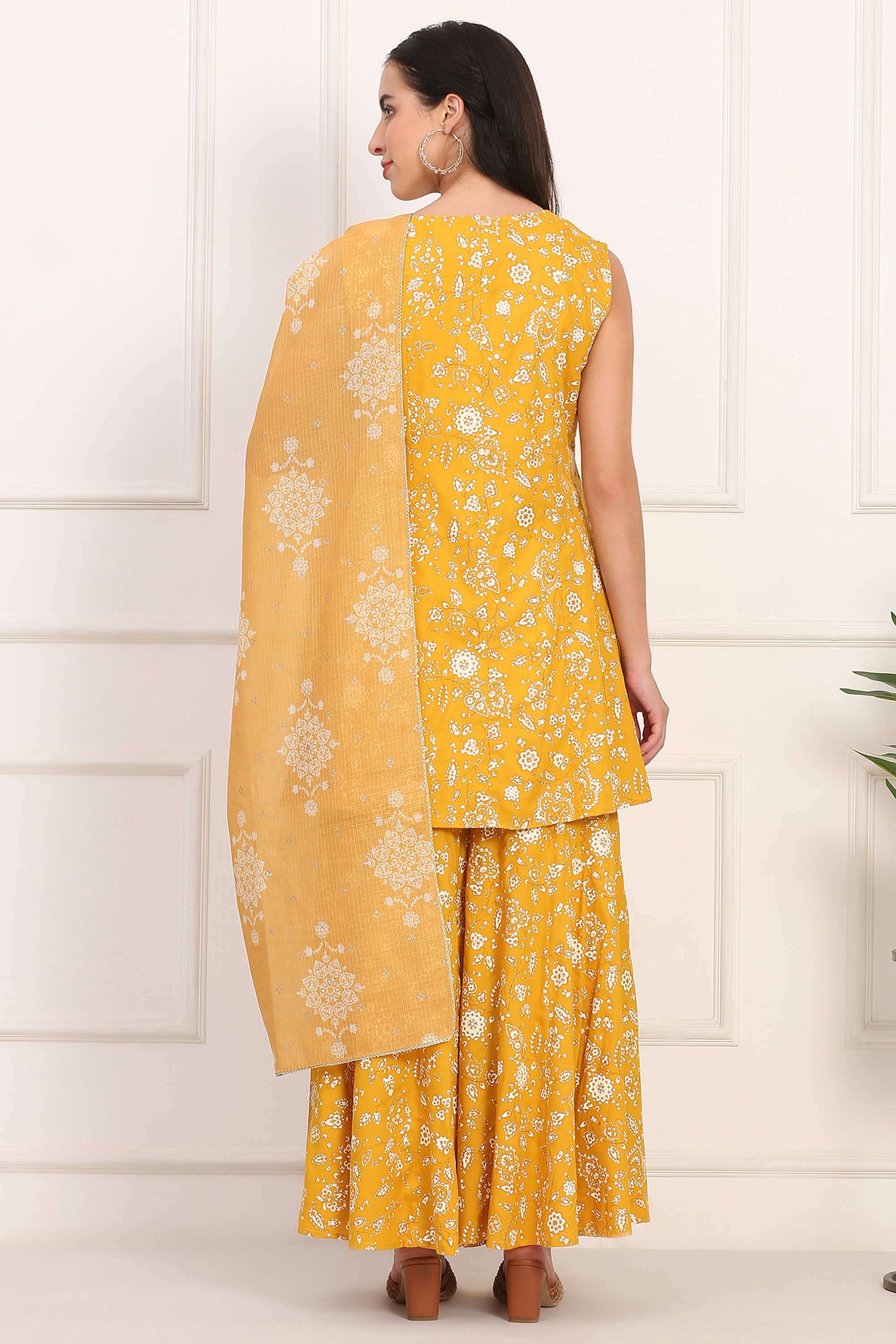 Floral-Mid-Thigh-Viscose-Woven-Women-s-Kurta-Set