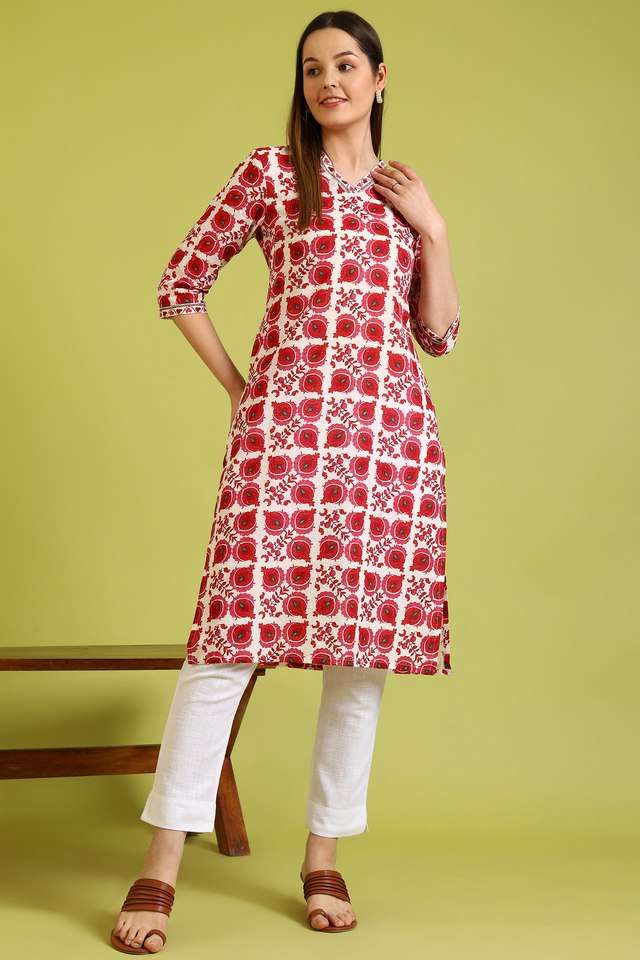 Floral-Blended-Fabric-Regular-Fit-Women-s-Kurta