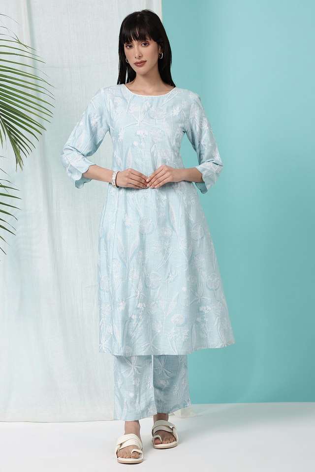 Printed-Calf-Length-Viscose-Woven-Women-s-Kurta-Set