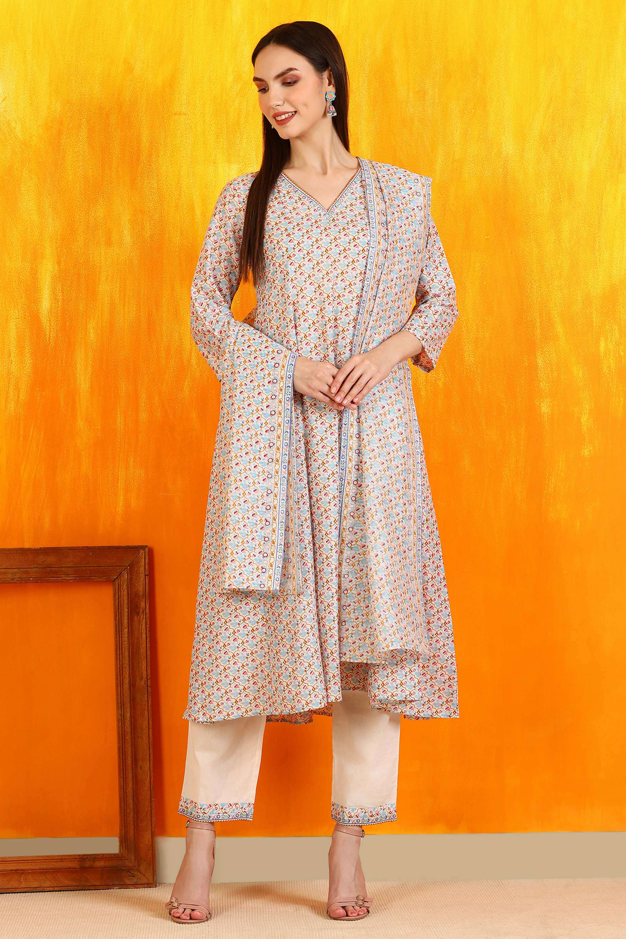 Printed-Knee-Length-Pure-Cotton-Woven-Women-s-Kurta-Set