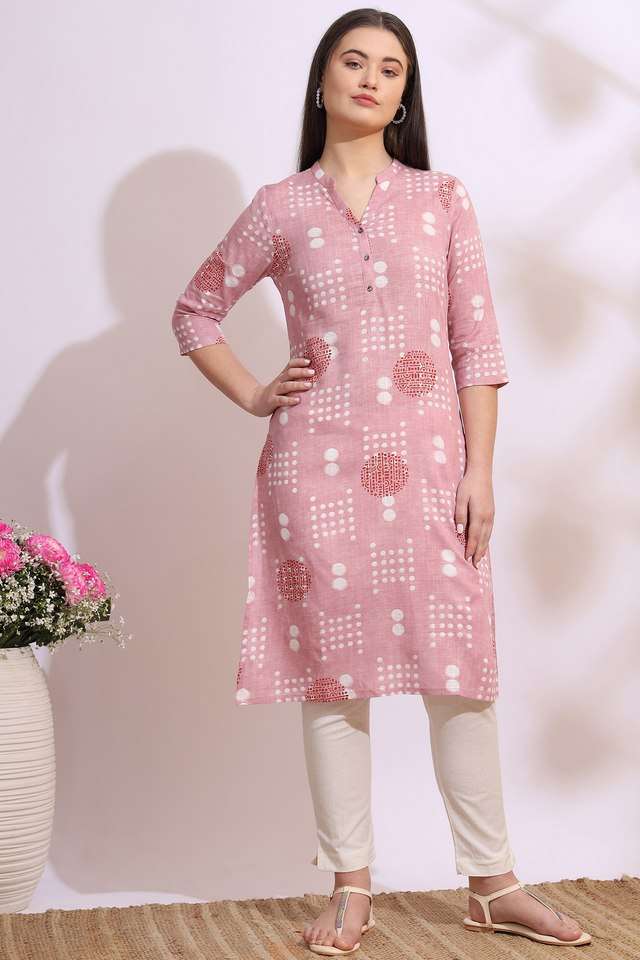 Geometric-Print-Blended-Fabric-Regular-Fit-Women-s-Kurta