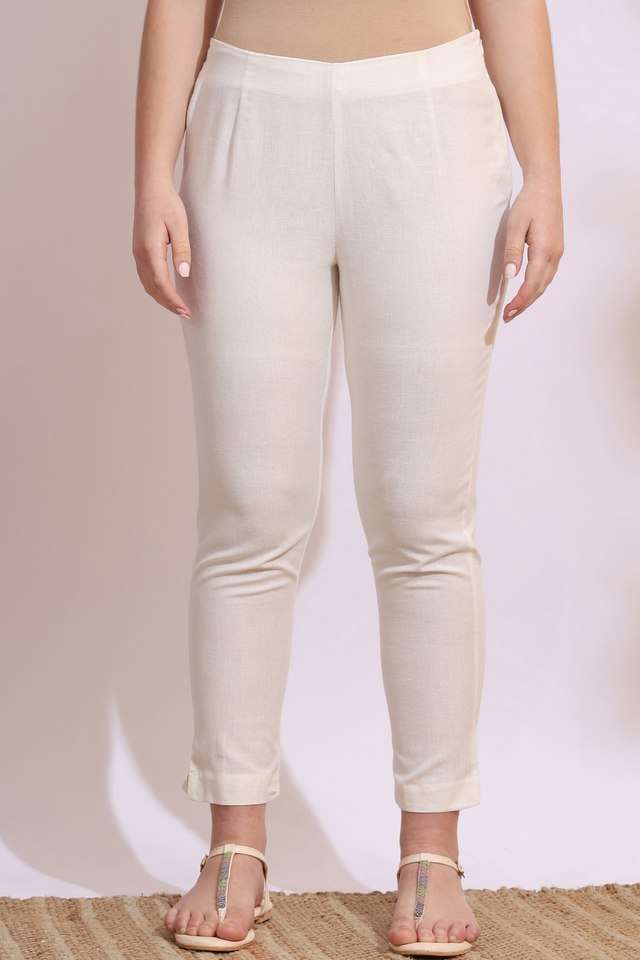 Solid-Slim-Fit-Cotton-Blend-Women-s-Fusion-Wear-Pants