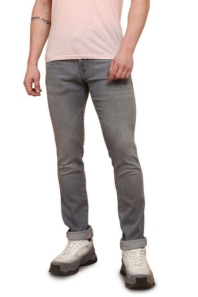 Light-Wash-Polyester-Cotton-Slim-Fit-Men-s-Jeans