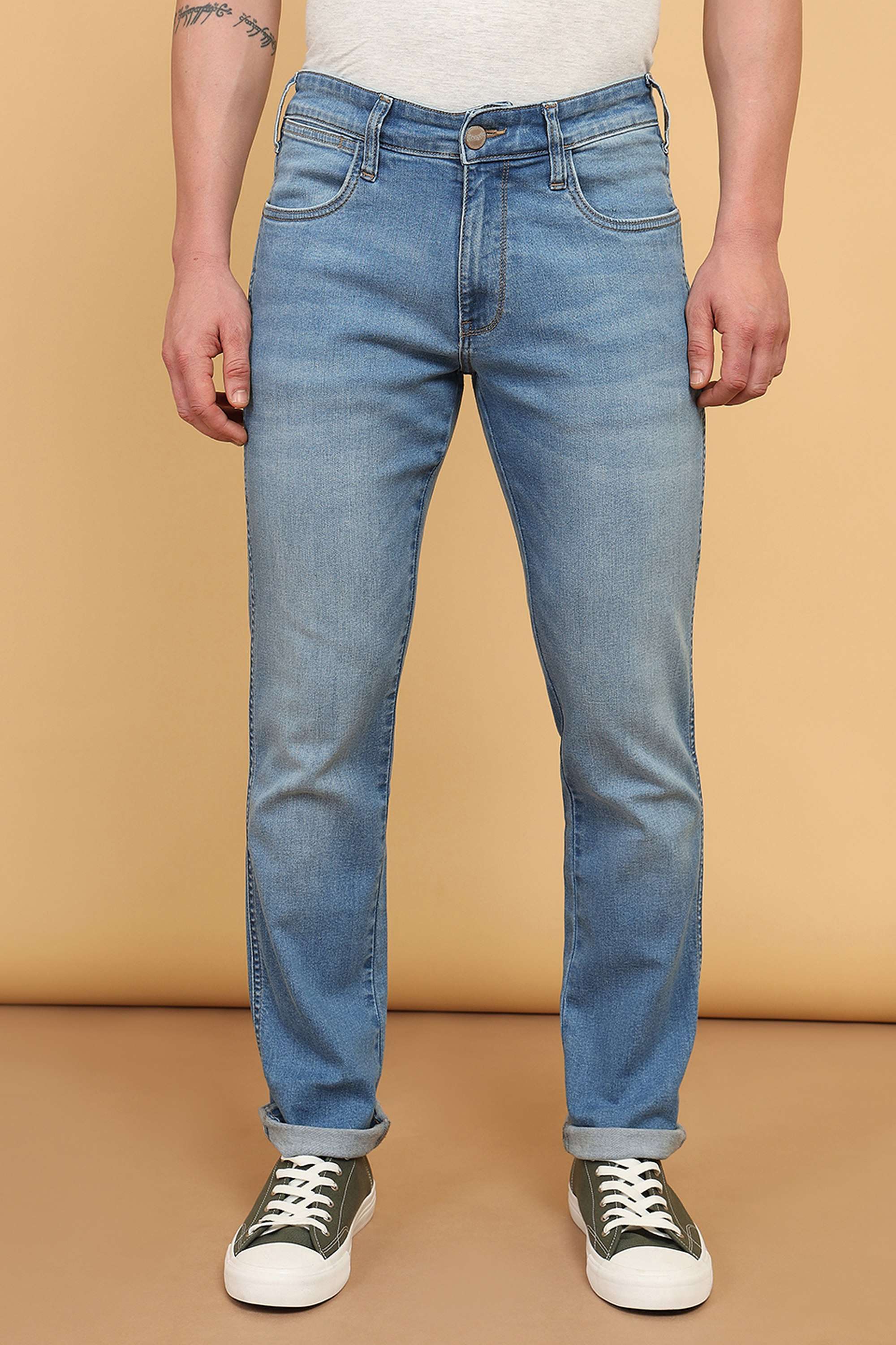 Light-Wash-Casual-Wear-Straight-Fit-Men-s-Jeans