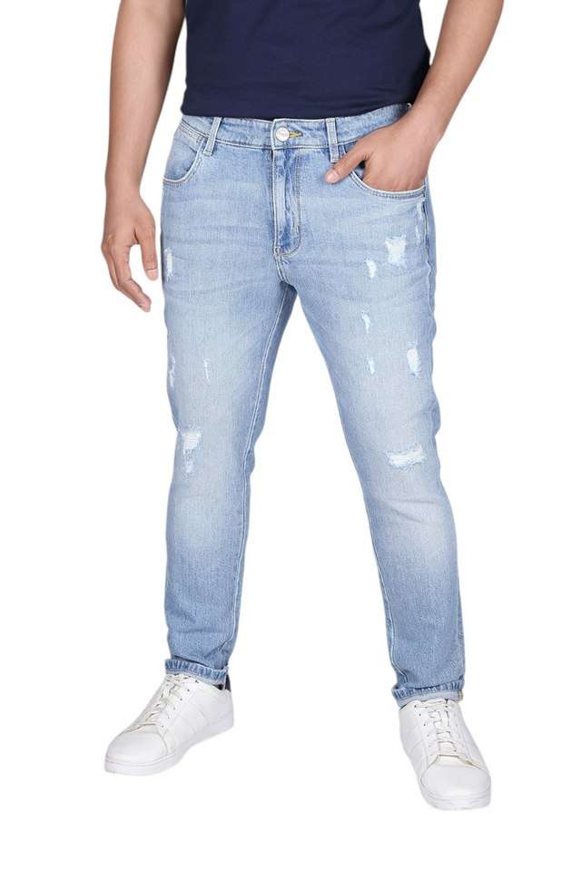 Light-Wash-Blended-Fabric-Slim-Fit-Men-s-Jeans