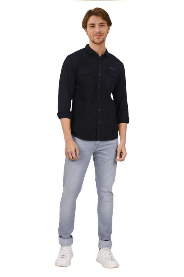 Solid-Cotton-Regular-Fit-Men-s-Casual-Wear-Shirt