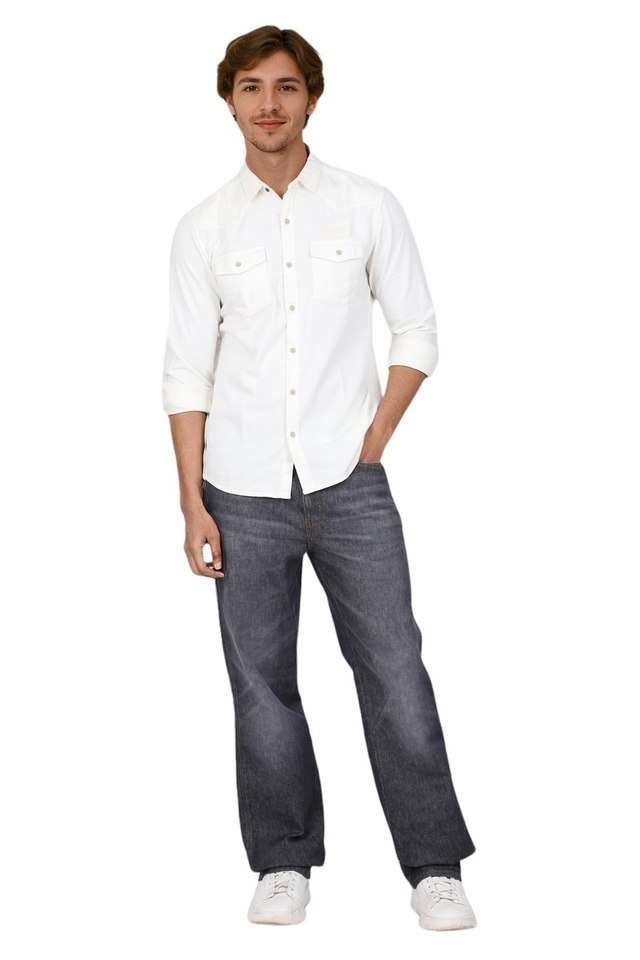 Solid-Cotton-Regular-Fit-Men-s-Casual-Wear-Shirt
