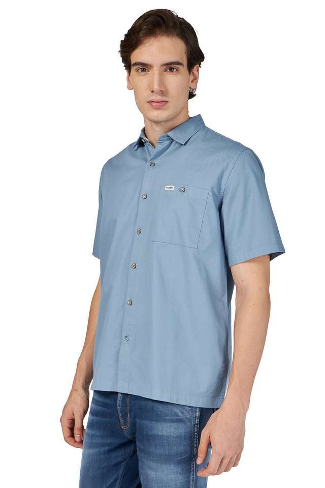 Solid-Cotton-Regular-Fit-Men-s-Casual-Wear-Shirt