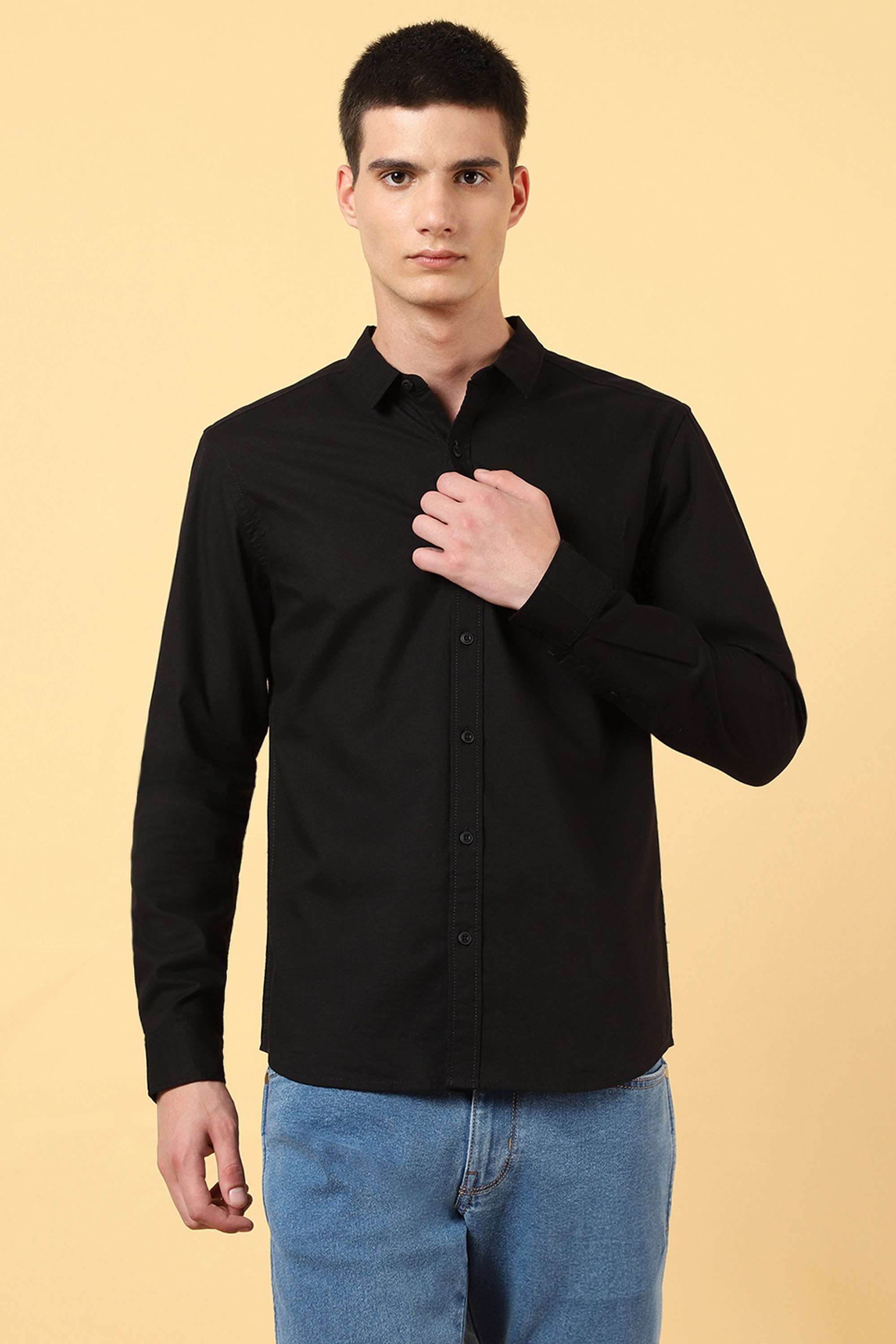Solid-Cotton-Regular-Fit-Men-s-Shirt