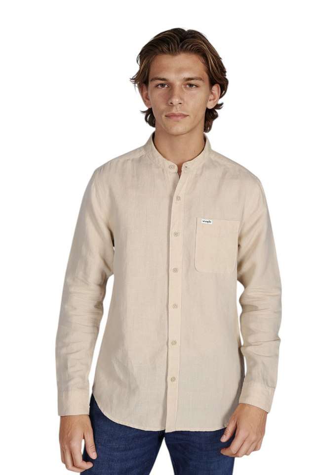 Solid-Cotton-Blend-Regular-Fit-Men-s-Casual-Wear-Shirt