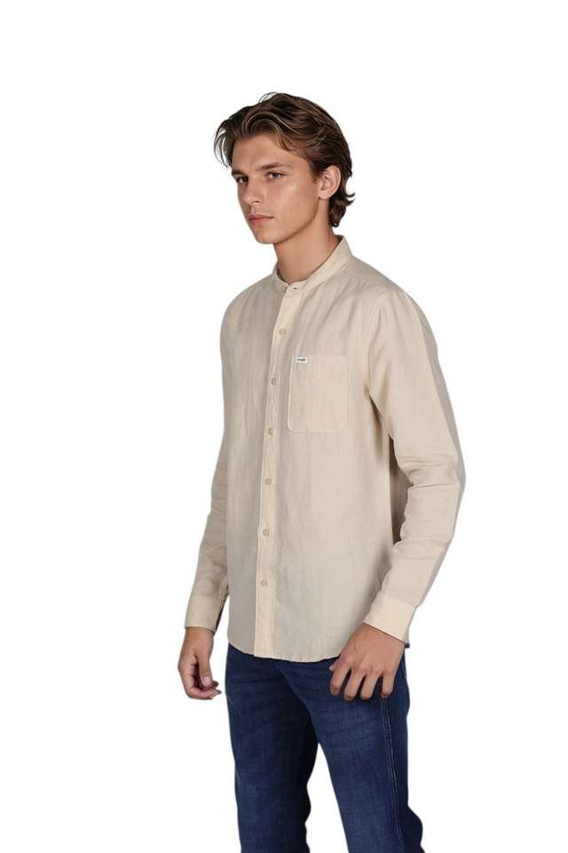 Solid-Cotton-Blend-Regular-Fit-Men-s-Casual-Wear-Shirt