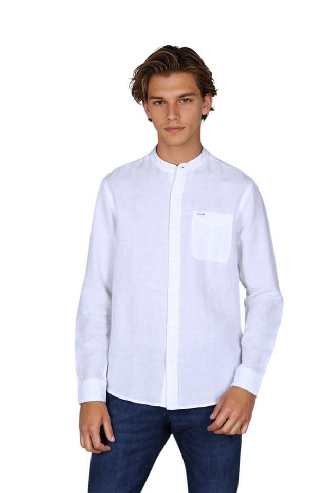 Solid-Cotton-Blend-Regular-Fit-Men-s-Casual-Wear-Shirt