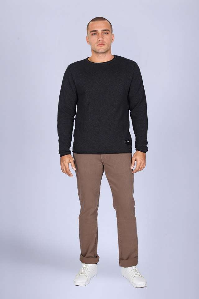 Solid-Cotton-Round-Neck-Men-s-Sweater